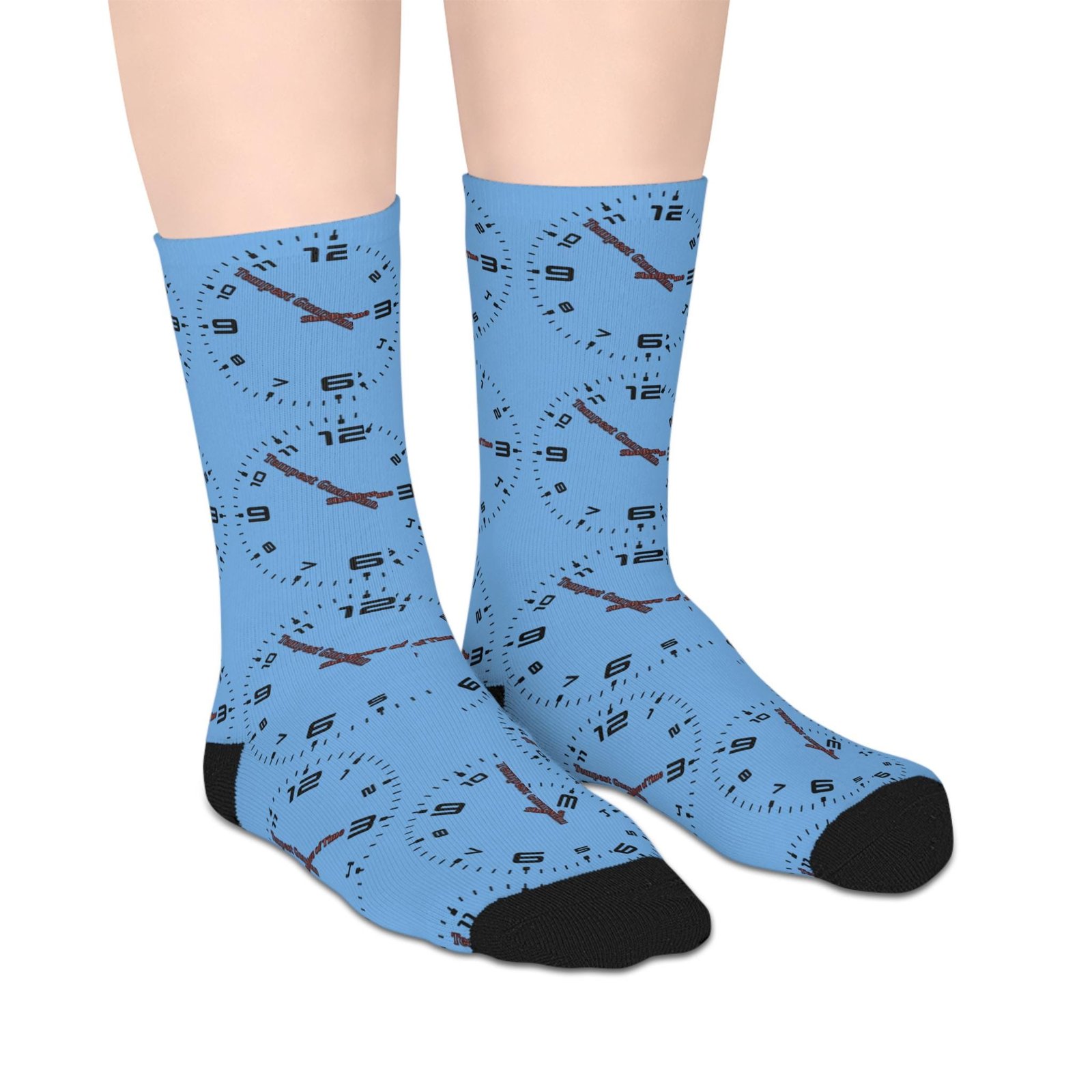Clock Design Mid-Length Socks, Fun Socks for Gift, Unique Fashion Socks, Casual Sock Style, Creative Socks for Him/Her - Image 4