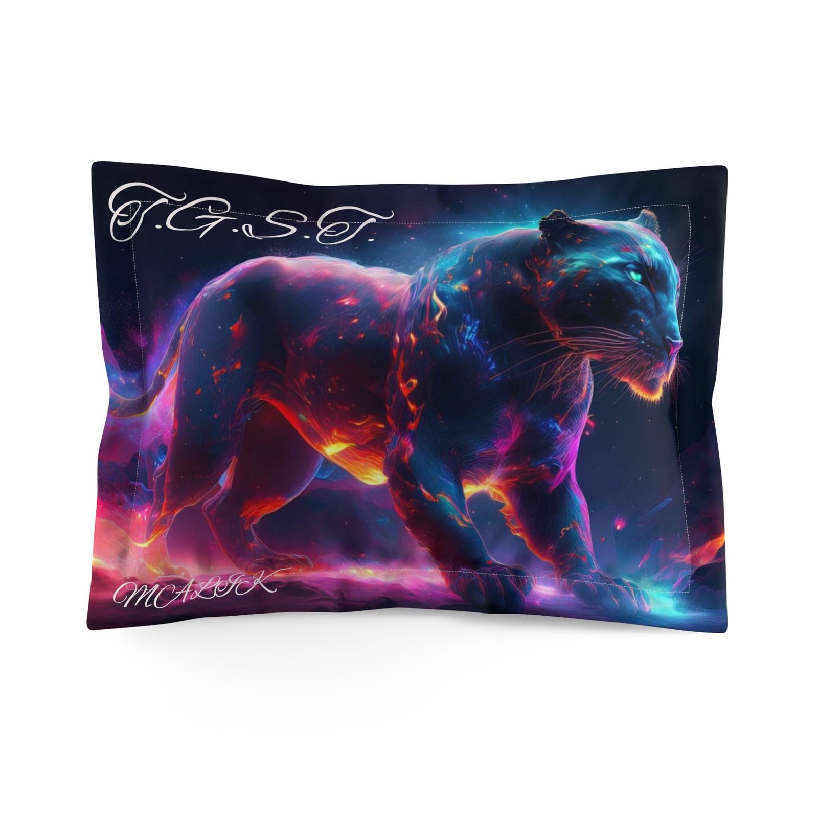 Vibrant Malik Microfiber Pillow Sham, Cozy Bedroom Decor, Unique Animal Art, Gift for Cat Lovers, Artistic Bedding - Image 2