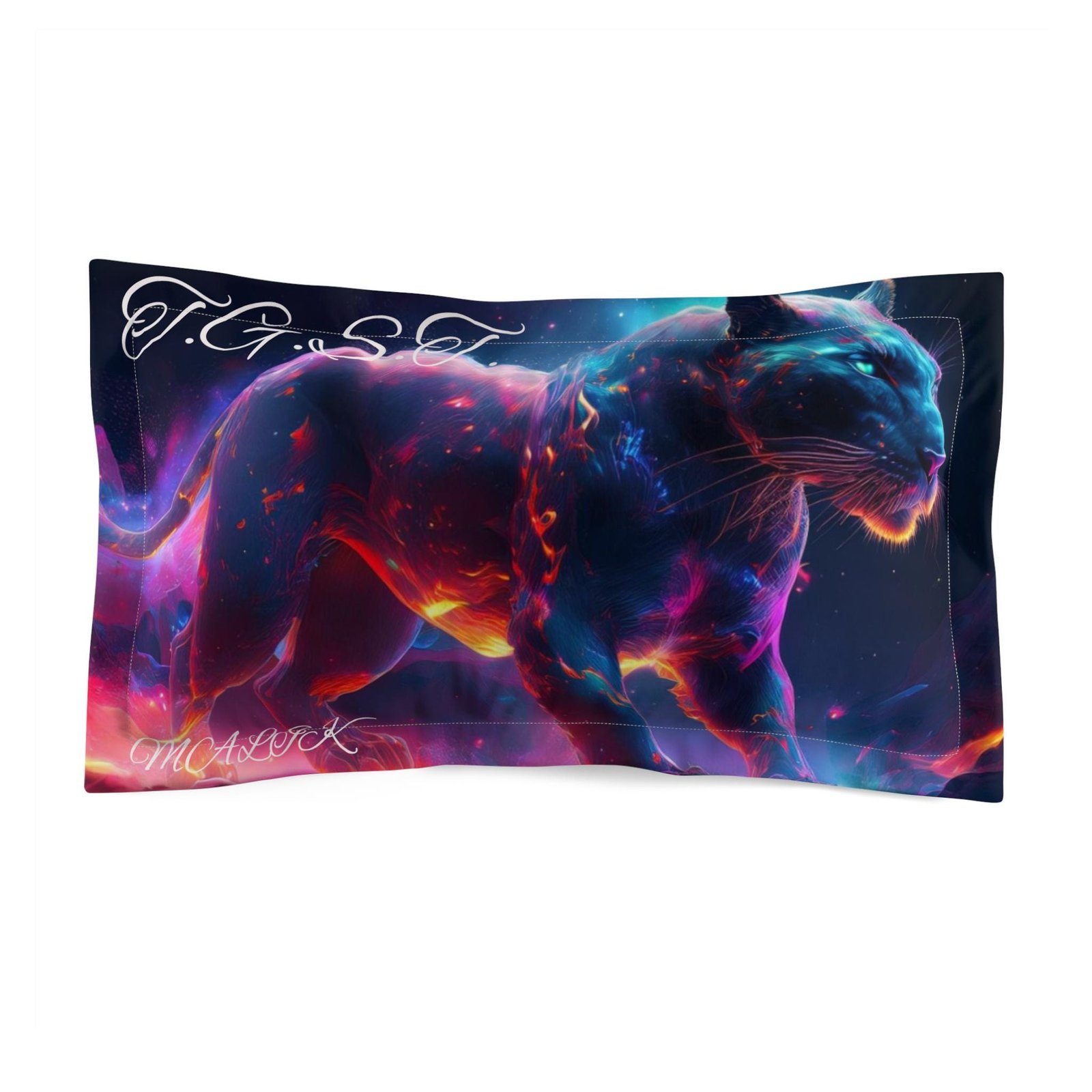 Vibrant Malik Microfiber Pillow Sham, Cozy Bedroom Decor, Unique Animal Art, Gift for Cat Lovers, Artistic Bedding